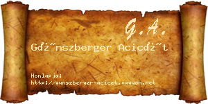 Günszberger Acicét névjegykártya